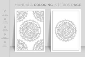 fertig zum Drucken der kompletten Innenseite des Mandala-Malbuchs. luxuriöses dekoratives Mandala-Design. vektor