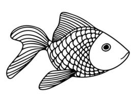 handgezeichnetes Linienelement. Fisch-Doodle-Stil, tolles Design für jeden Zweck. vektor
