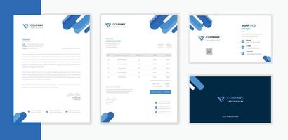 Corporate Briefpapier-Designpaket, Geschäftsbriefkopf-, Rechnungs- und Visitenkarten-Designpaketsammlung vektor