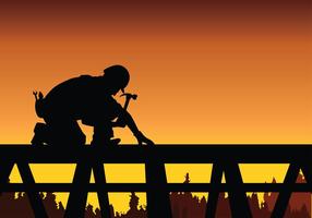 Tradesman Arbeit auf Roof Free Vector