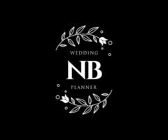 nb initialen brief hochzeitsmonogramm logos sammlung, handgezeichnete moderne minimalistische und florale vorlagen für einladungskarten, save the date, elegante identität für restaurant, boutique, café im vektor