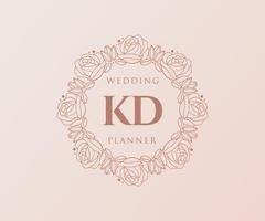 kd initialer brev bröllop monogram logotyper samling, hand dragen modern minimalistisk och blommig mallar för inbjudan kort, spara de datum, elegant identitet för restaurang, boutique, Kafé i vektor