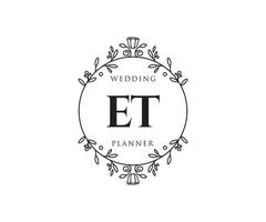 et initials brief hochzeitsmonogramm logos sammlung, handgezeichnete moderne minimalistische und florale vorlagen für einladungskarten, save the date, elegante identität für restaurant, boutique, café im vektor