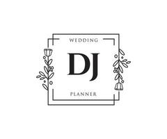 anfängliches dj feminines logo. verwendbar für Natur-, Salon-, Spa-, Kosmetik- und Schönheitslogos. flaches Vektor-Logo-Design-Vorlagenelement. vektor