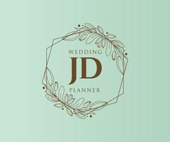 jd initialen brief hochzeitsmonogramm logos sammlung, handgezeichnete moderne minimalistische und florale vorlagen für einladungskarten, save the date, elegante identität für restaurant, boutique, café im vektor