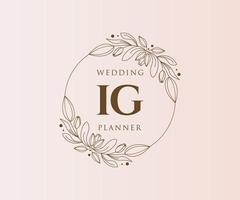 ig initialen brief hochzeitsmonogramm logos sammlung, handgezeichnete moderne minimalistische und florale vorlagen für einladungskarten, save the date, elegante identität für restaurant, boutique, café im vektor