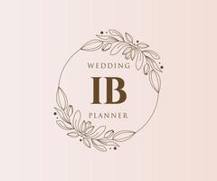 ib initialen brief hochzeitsmonogramm logos sammlung, handgezeichnete moderne minimalistische und florale vorlagen für einladungskarten, save the date, elegante identität für restaurant, boutique, café im vektor