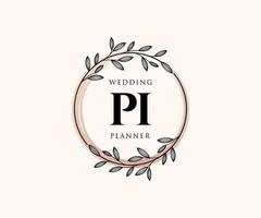 pi initialer brev bröllop monogram logotyper samling, hand dragen modern minimalistisk och blommig mallar för inbjudan kort, spara de datum, elegant identitet för restaurang, boutique, Kafé i vektor