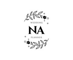 na initialen brief hochzeitsmonogramm logos sammlung, handgezeichnete moderne minimalistische und florale vorlagen für einladungskarten, save the date, elegante identität für restaurant, boutique, café im vektor