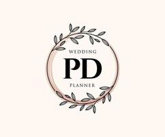 pd initialen brief hochzeitsmonogramm logos sammlung, handgezeichnete moderne minimalistische und florale vorlagen für einladungskarten, save the date, elegante identität für restaurant, boutique, café im vektor