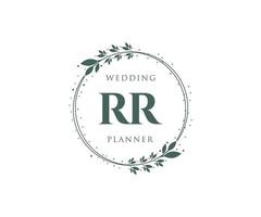 rr initialen brief hochzeitsmonogramm logos sammlung, handgezeichnete moderne minimalistische und florale vorlagen für einladungskarten, save the date, elegante identität für restaurant, boutique, café im vektor