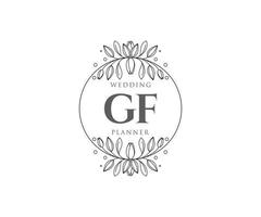 gf initialen brief hochzeitsmonogramm logos sammlung, handgezeichnete moderne minimalistische und florale vorlagen für einladungskarten, save the date, elegante identität für restaurant, boutique, café im vektor