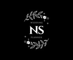 ns initialen brief hochzeitsmonogramm logos sammlung, handgezeichnete moderne minimalistische und florale vorlagen für einladungskarten, save the date, elegante identität für restaurant, boutique, café im vektor