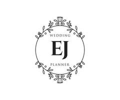 ej initialen brief hochzeitsmonogramm logos sammlung, handgezeichnete moderne minimalistische und florale vorlagen für einladungskarten, save the date, elegante identität für restaurant, boutique, café im vektor