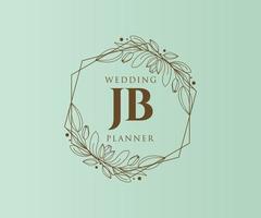 jb initialen brief hochzeitsmonogramm logos sammlung, handgezeichnete moderne minimalistische und florale vorlagen für einladungskarten, save the date, elegante identität für restaurant, boutique, café im vektor