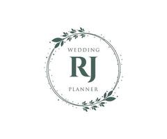 rj initialen brief hochzeitsmonogramm logos sammlung, handgezeichnete moderne minimalistische und florale vorlagen für einladungskarten, save the date, elegante identität für restaurant, boutique, café im vektor