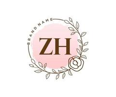 anfängliches feminines zh-logo. verwendbar für Natur-, Salon-, Spa-, Kosmetik- und Schönheitslogos. flaches Vektor-Logo-Design-Vorlagenelement. vektor