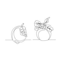vektor illustration av äpple och citron- dragen i linje konst stil