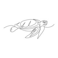 hav sköldpadda vektor illustration dragen i linje konst stil