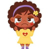 Emotion. Weinendes dunkelhäutiges Mädchen mit Tränen vektor