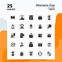 25 Womens Day Icon Set 100 bearbeitbare Eps 10 Dateien Business Logo Konzept Ideen solides Glyphen-Icon-Design vektor