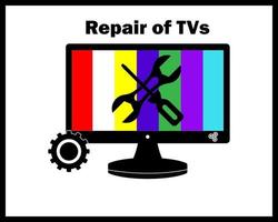 reparera av tv i svart och Färg toner vektor