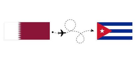flyg och resa från qatar till kuba förbi passagerare flygplan resa begrepp vektor