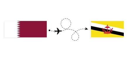 flug und reise von katar nach brunei mit dem reisekonzept des passagierflugzeugs vektor