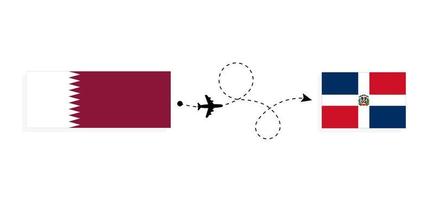 flyg och resa från qatar till Dominikanska republik förbi passagerare flygplan resa begrepp vektor