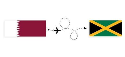 flyg och resa från qatar till jamaica förbi passagerare flygplan resa begrepp vektor