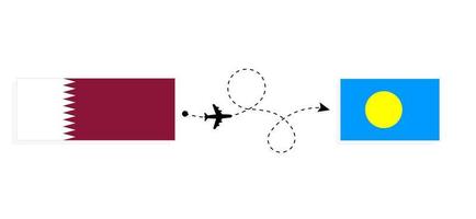 Flug und Reise von Katar nach Palau mit dem Reisekonzept des Passagierflugzeugs vektor