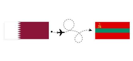 flug und reise von katar nach transnistrien mit dem reisekonzept des passagierflugzeugs vektor