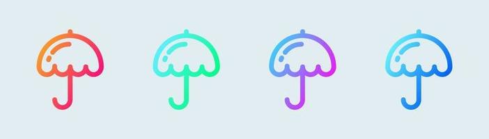 Regenschirm-Liniensymbol in Verlaufsfarben. Schutzzeichen-Vektorillustration. vektor