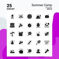 25 Sommercamp-Icon-Set 100 bearbeitbare Eps 10-Dateien Business-Logo-Konzept-Ideen solides Glyphen-Icon-Design vektor