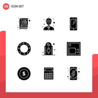 uppsättning av 9 modern ui ikoner symboler tecken för islam dekoration smart telefon livboj försäkring redigerbar vektor design element
