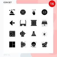 Stock Vector Icon Pack mit 16 Linienzeichen und Symbolen für Punkt zurück Pfeile Pfeil nach oben Essen editierbare Vektordesign-Elemente