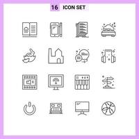 16 kreativ ikoner modern tecken och symboler av säng sommar huawei lista sammanställa redigerbar vektor design element