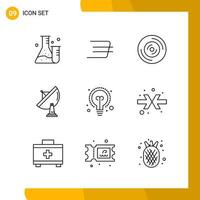 9 Icon Set Line Style Icon Pack Umrisssymbole isoliert auf weißem Hintergrund für reaktionsschnelle Website, die kreativen schwarzen Icon-Vektorhintergrund entwirft vektor