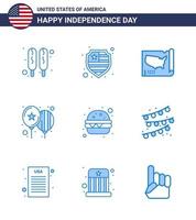 9 kreativ USA ikoner modern oberoende tecken och 4:e juli symboler av buntings snabb mat förenad burger dag redigerbar USA dag vektor design element