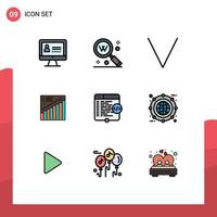 moderner Satz von 9 gefüllten flachen Farben und Symbolen wie HTML-Verkaufspfeil-Präsentationsdiagramm editierbare Vektordesign-Elemente vektor