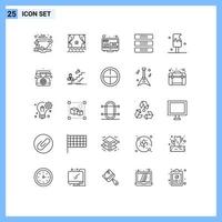 25 Benutzeroberflächen-Linienpaket mit modernen Zeichen und Symbolen für das Marketing von editierbaren Vektordesign-Elementen für Innenschubladen-Premiere vektor