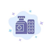 medicinsk medicin piller sjukhus blå ikon på abstrakt moln bakgrund vektor