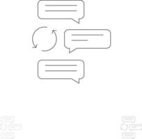 chatt chattar konversation dialog bil robot djärv och tunn svart linje ikon uppsättning vektor