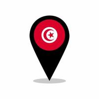 Tunesien-Landesflaggenvektor mit Standortstiftdesign vektor