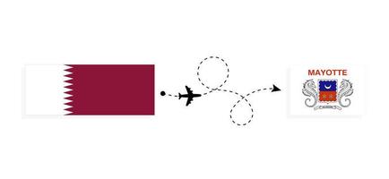 flyg och resa från qatar till mayotte förbi passagerare flygplan resa begrepp vektor
