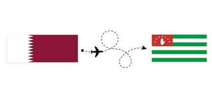 flug und reise von katar nach abchasien mit dem reisekonzept des passagierflugzeugs vektor
