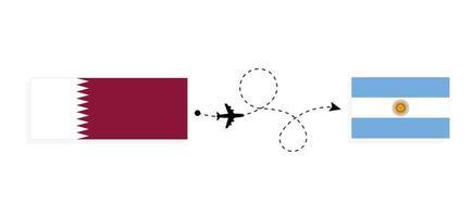 flug und reise von katar nach argentinien mit dem reisekonzept des passagierflugzeugs vektor