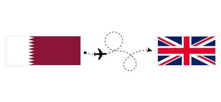 flyg och resa från qatar till förenad rike av bra storbritannien förbi passagerare flygplan resa begrepp vektor