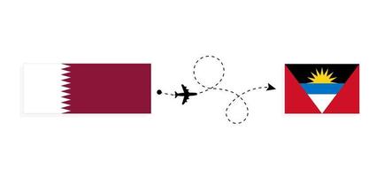 flyg och resa från qatar till antigua och barbuda förbi passagerare flygplan resa begrepp vektor