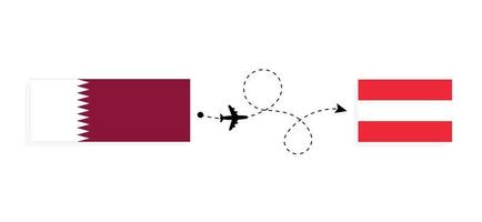 flug und reise von katar nach österreich per passagierflugzeug-reisekonzept vektor